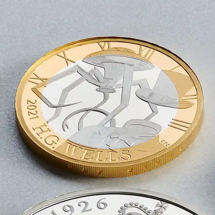 a four-legged tripod (from a royal mint photo) image: new two pound coin