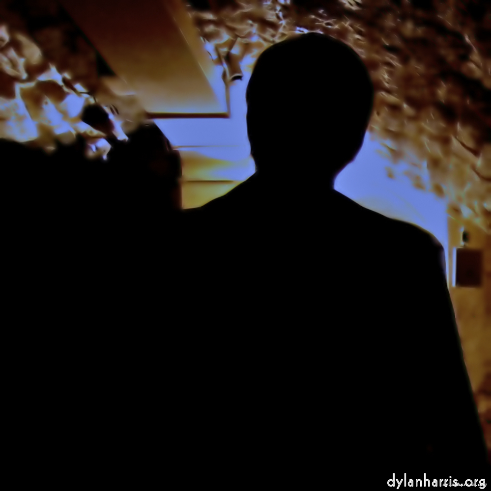 a silhouette in a cellar