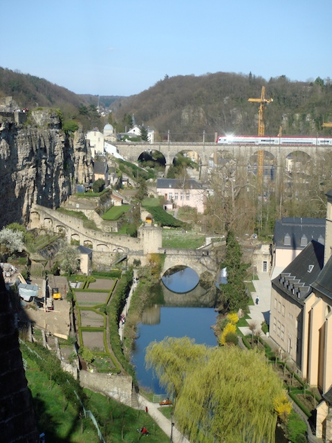 image: A train, a gorge, a park