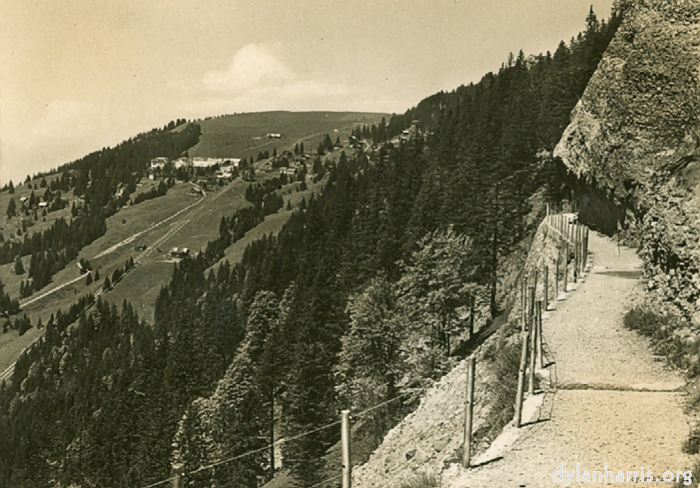 Postcard: View from Faust, shewing Railway.
