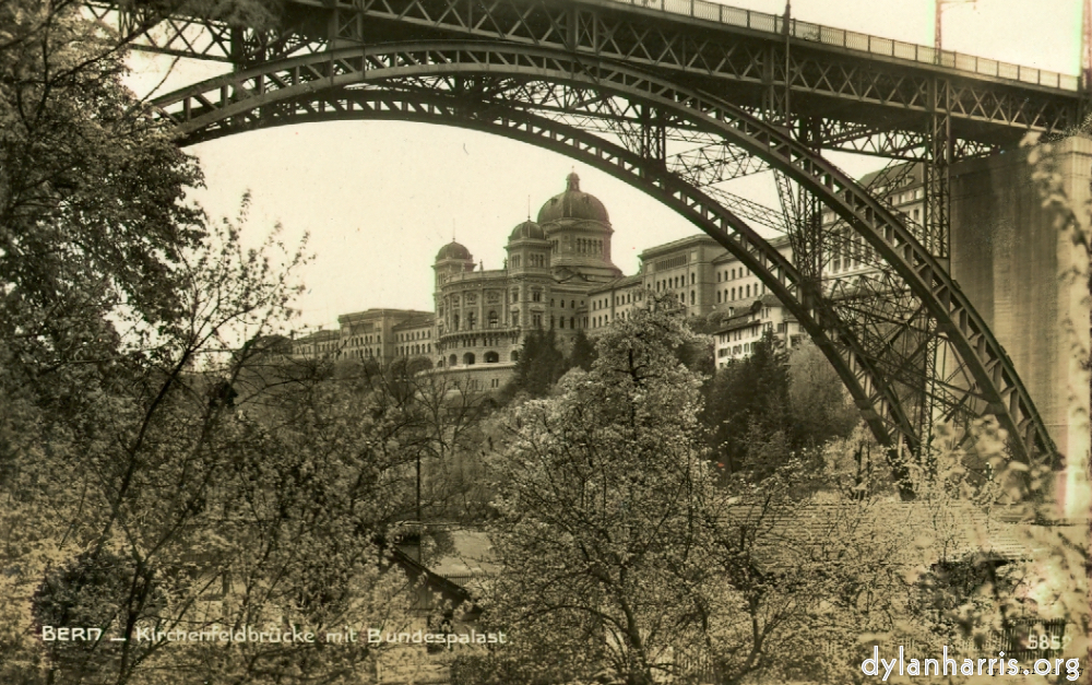 Image: Postcard: BERN - Kirchenfeldbrücke mit Bundespalast. [[ The Swiss Houses of Parliament. ]]