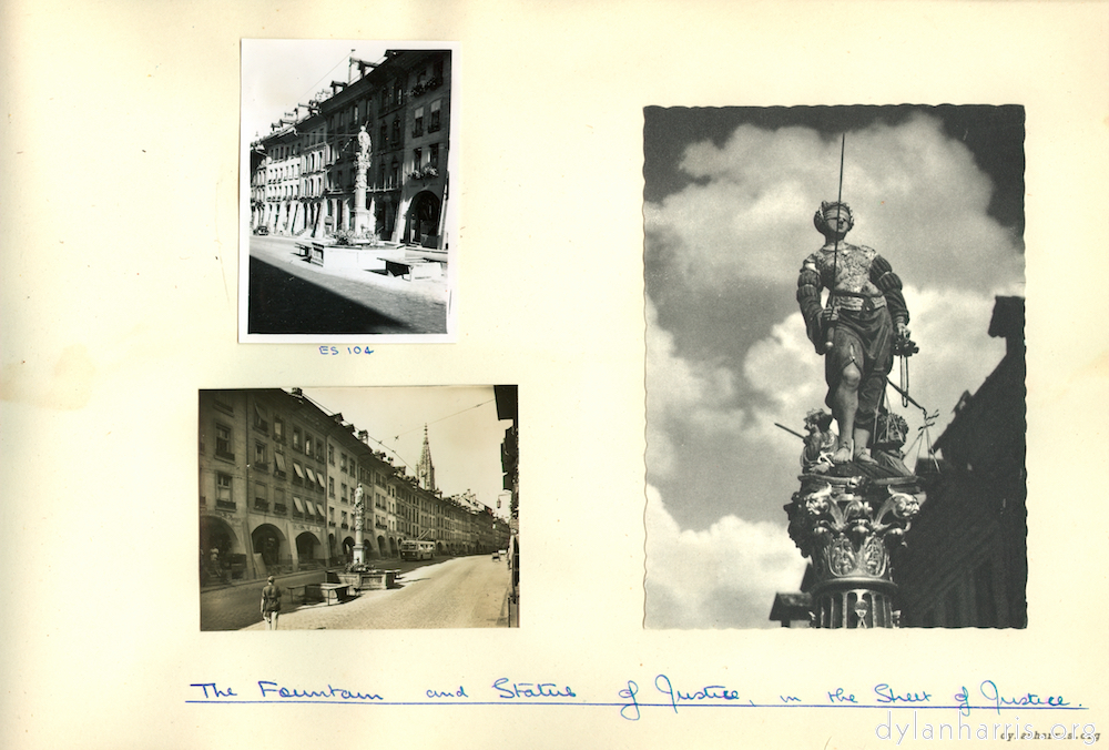 image: The Fountain and Statue of Justice, in the Street of Justice.