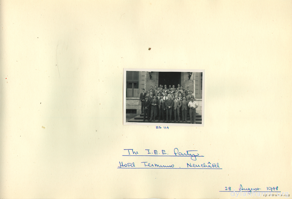 image: The I.E.E. Party, Hotel Terminus, Neuchâtel, 28 August 1948.