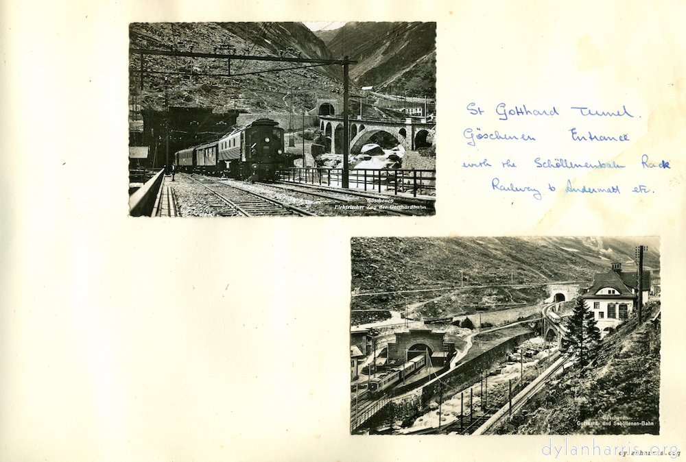 image: St. Gotthard Tunnel Göschenen Entrance with the Schöllenenbahn Rack Railway to Andermatt etc.