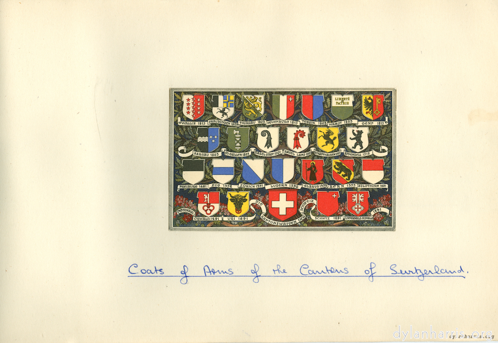 image: Postcard: Coats of Arms of the Cantons of Switzerland.