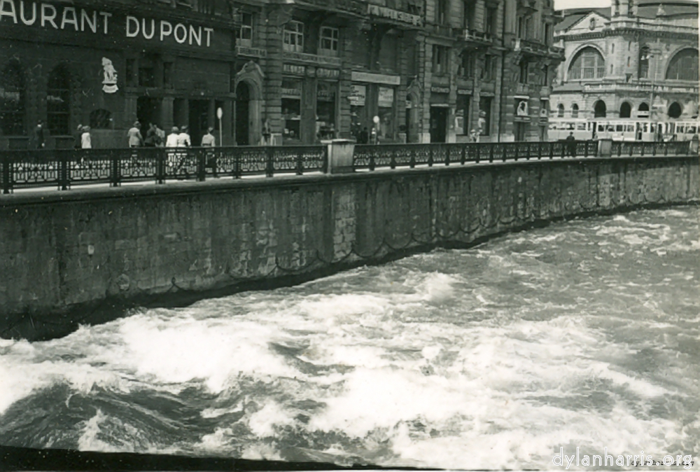 image: View from Wooden Bridge, shewn above. Bahnhof in right background.